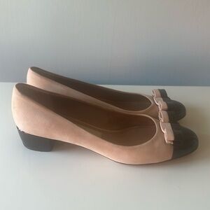 Salvatore Ferragamo Vara Suede Bow Accent Pumps